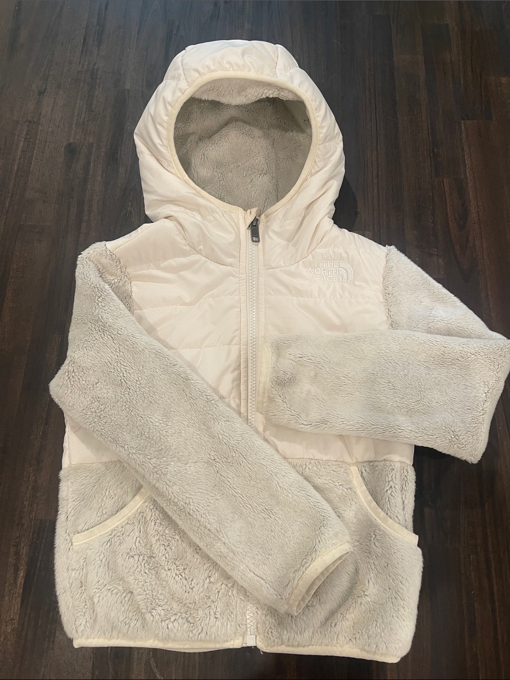 The North Face Kids Cream Hooded Puffer & Fleece Jacket